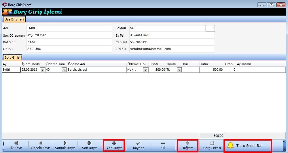 Öğrenci Borç Giriş İşlemi