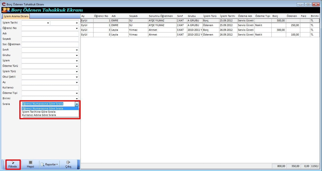 Borç Ödenen Tahakkuk Ekranı