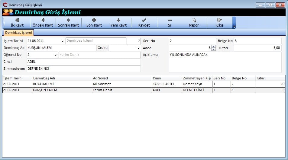 Demirbaş İşlemleri