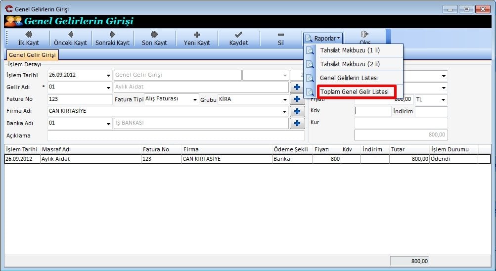Genel Gelirlerin Girişi