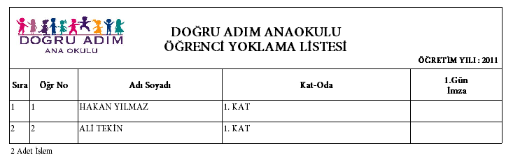 Öğrenci Yoklama Listesi