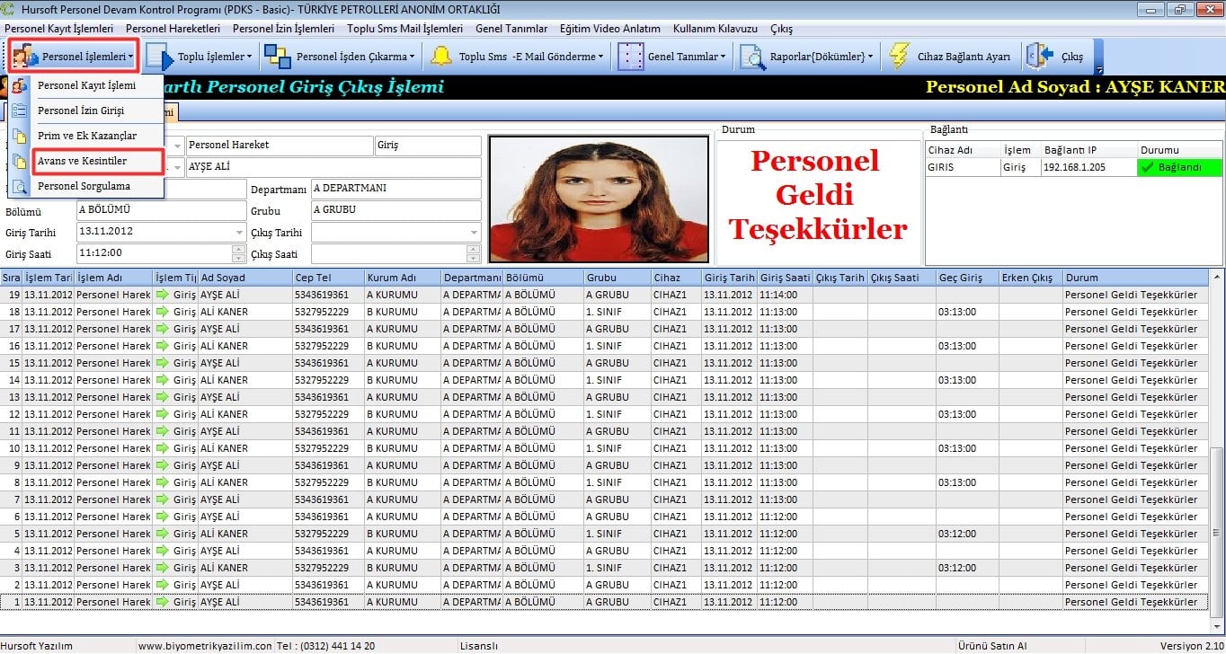 Personel Avans Kesintiler