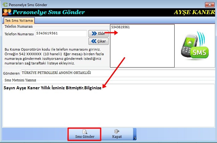Personele SMS Gönder