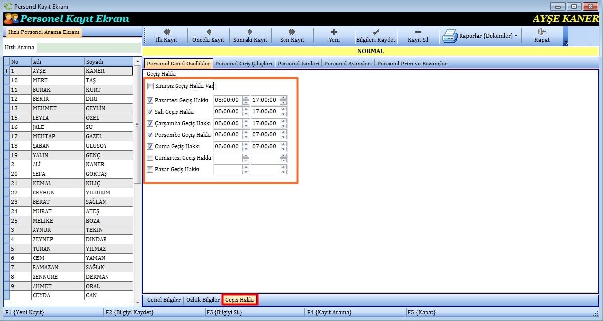 Personel Geçiş Hakkı