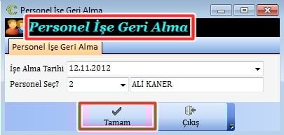 Personeli İşe Geri Alma