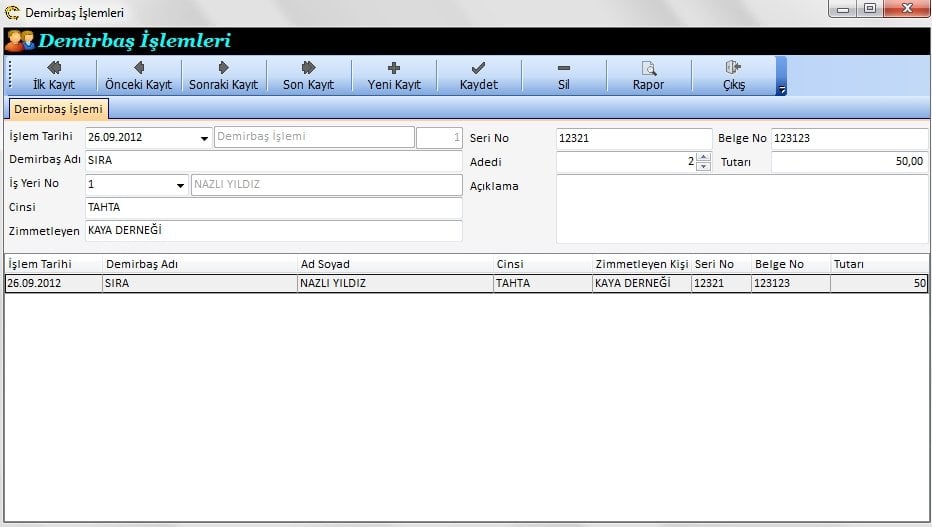 Demirbaş İşlemleri