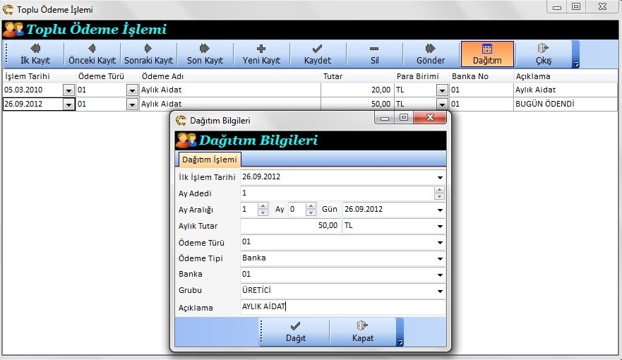 Toplu Aidat Ödemesi