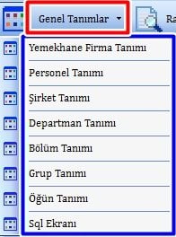 Yemekhane Genel Tanımlar