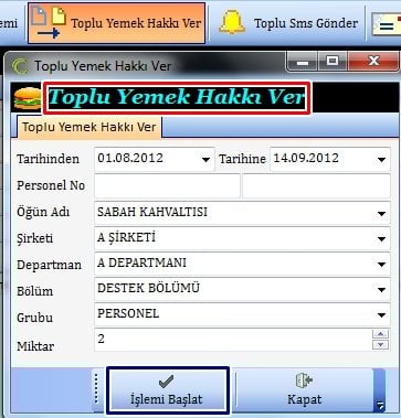 Yemekhane Toplu Yemek Hakkı