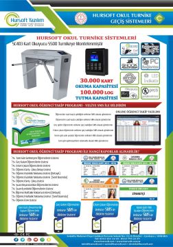 HURSOFT S720 OKUL TURNİKE SİSTEMLERİ (2 ADET KART OKUYUCU TURNİKEYE MONTELİ)