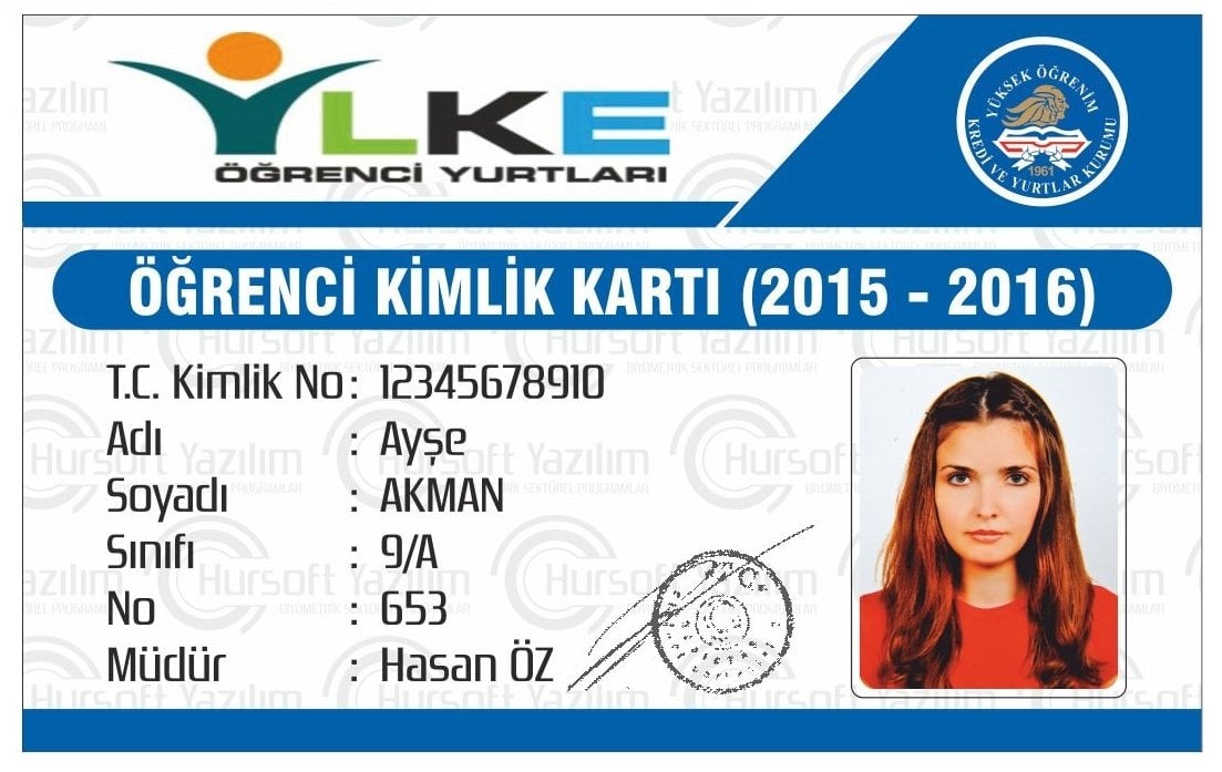 YURT ÖĞRENCİ KİMLİK KARTI (PROXİMİTY - MİFARE KART BASKILI) - MATBAA BASKISI - OKULA ÖZEL TASARIM - 100 ADET KART